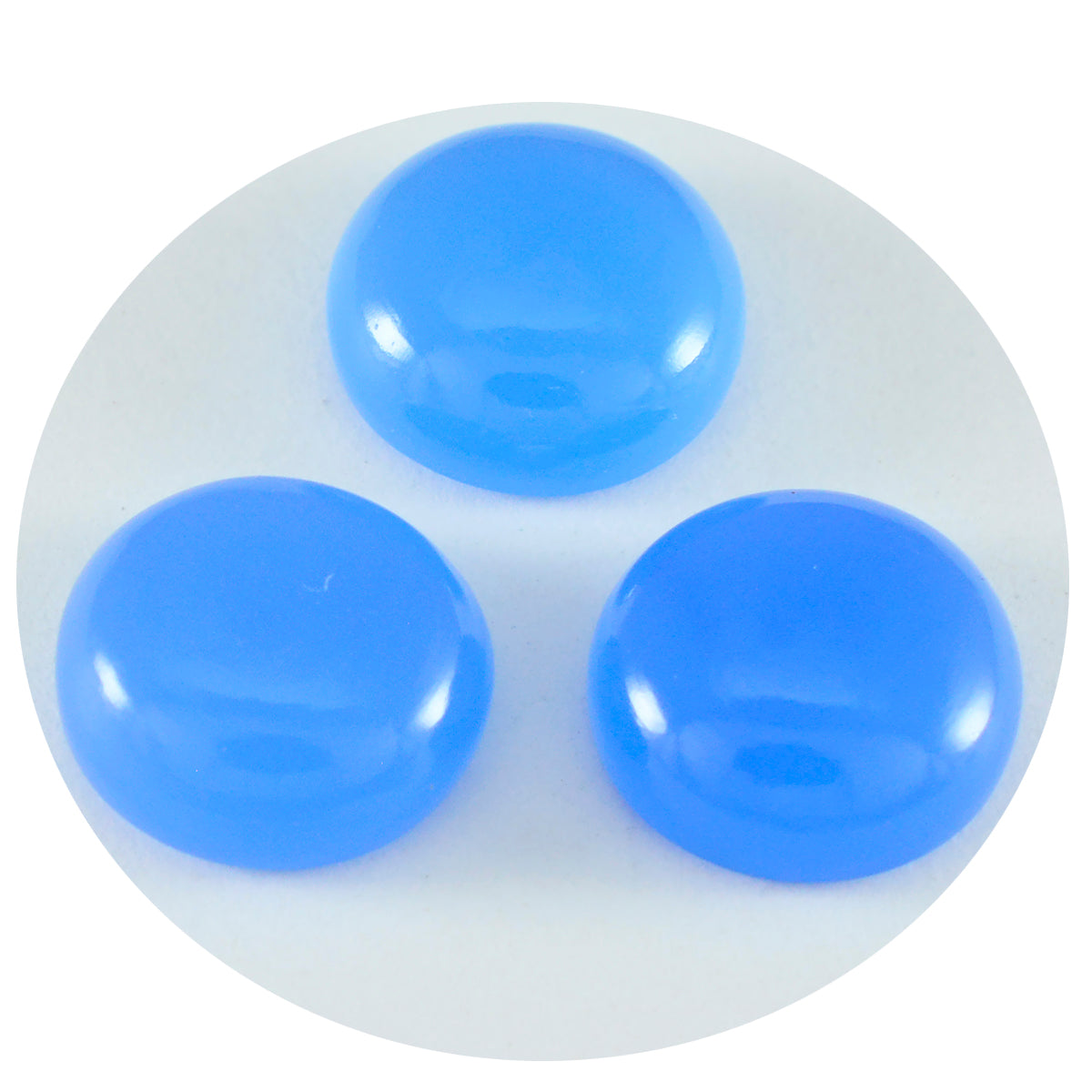 Riyogems 1 Stück blauer Chalcedon-Cabochon, 8 x 8 mm, runde Form, wunderschöner Qualitäts-Edelstein