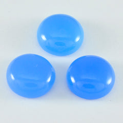 Riyogems 1 Stück blauer Chalcedon-Cabochon, 8 x 8 mm, runde Form, wunderschöner Qualitäts-Edelstein