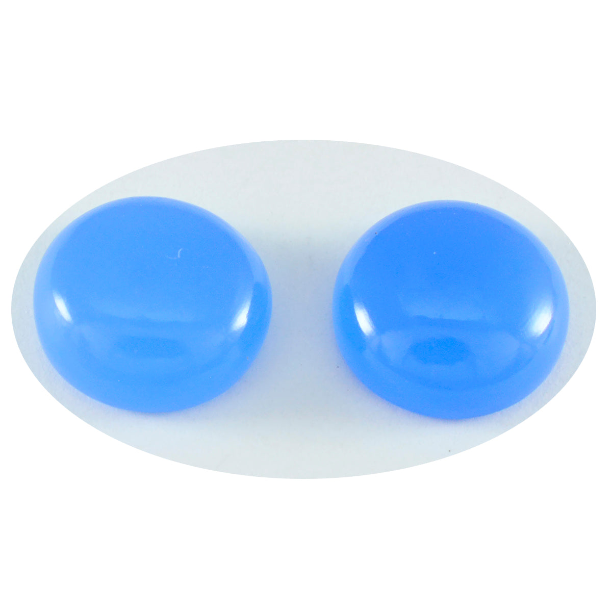riyogems 1 st blå kalcedon cabochon 9x9 mm rund form attraktiv kvalitet lös pärla