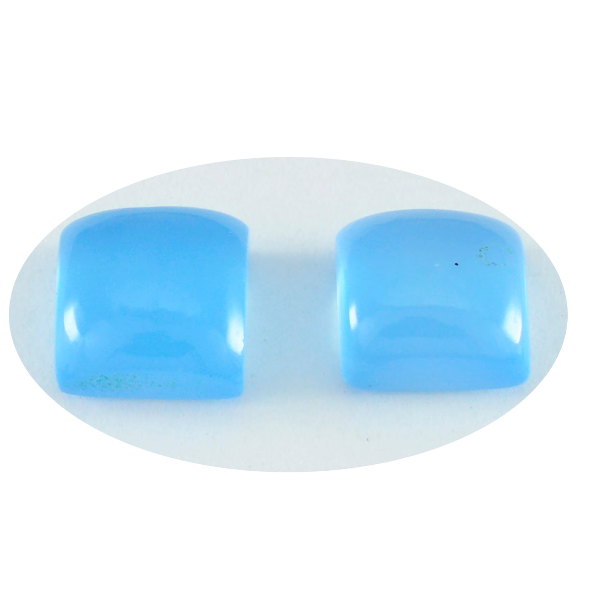 Riyogems 1 pc cabochon calcédoine bleue 10x10 mm forme carrée belle qualité gemme en vrac