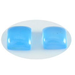 riyogems 1pc cabochon di calcedonio blu 10x10 mm forma quadrata gemma sfusa di ottima qualità