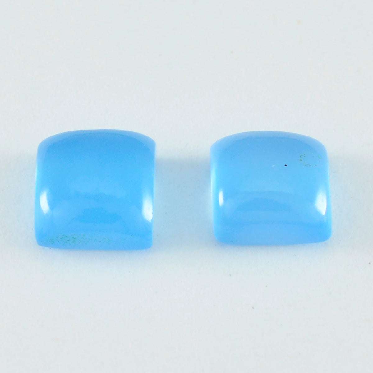 Riyogems 1 Stück blauer Chalcedon-Cabochon, 10 x 10 mm, quadratische Form, schöner, hochwertiger, loser Edelstein