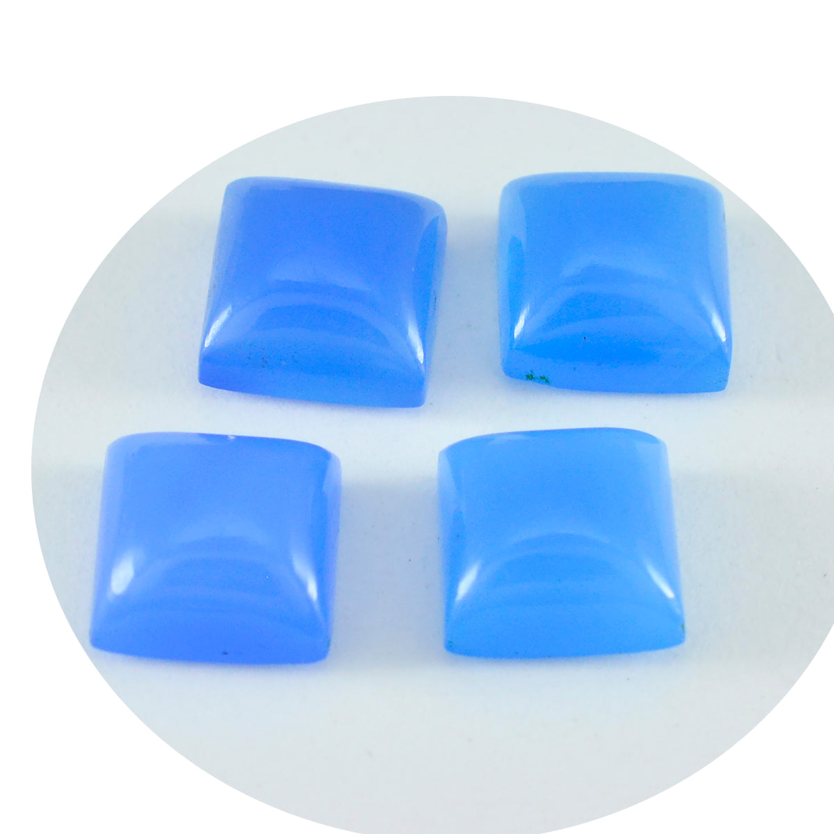 Riyogems 1 Stück blauer Chalcedon-Cabochon, 11 x 11 mm, quadratische Form, hübsche, hochwertige lose Edelsteine