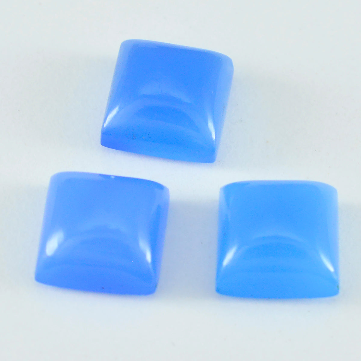 Riyogems 1 Stück blauer Chalcedon-Cabochon, 12 x 12 mm, quadratische Form, toller hochwertiger loser Stein