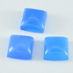 Riyogems 1PC Blue Chalcedony Cabochon 12x12 mm Square Shape great Quality Loose Stone