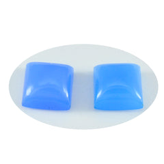 Riyogems 1PC Blue Chalcedony Cabochon 13x13 mm Square Shape fantastic Quality Loose Gemstone