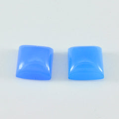 Riyogems 1PC Blue Chalcedony Cabochon 13x13 mm Square Shape fantastic Quality Loose Gemstone