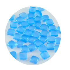 riyogems 1pc ブルー カルセドニー カボション 4x4 mm 正方形の形状のハンサムな品質のルース ストーン