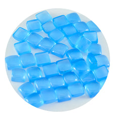 Riyogems 1PC Blue Chalcedony Cabochon 5x5 mm Square Shape good-looking Quality Loose Gemstone