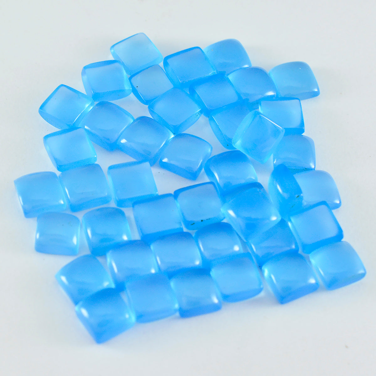 riyogems 1 st blå kalcedon cabochon 5x5 mm fyrkantig form snygg kvalitets lös ädelsten
