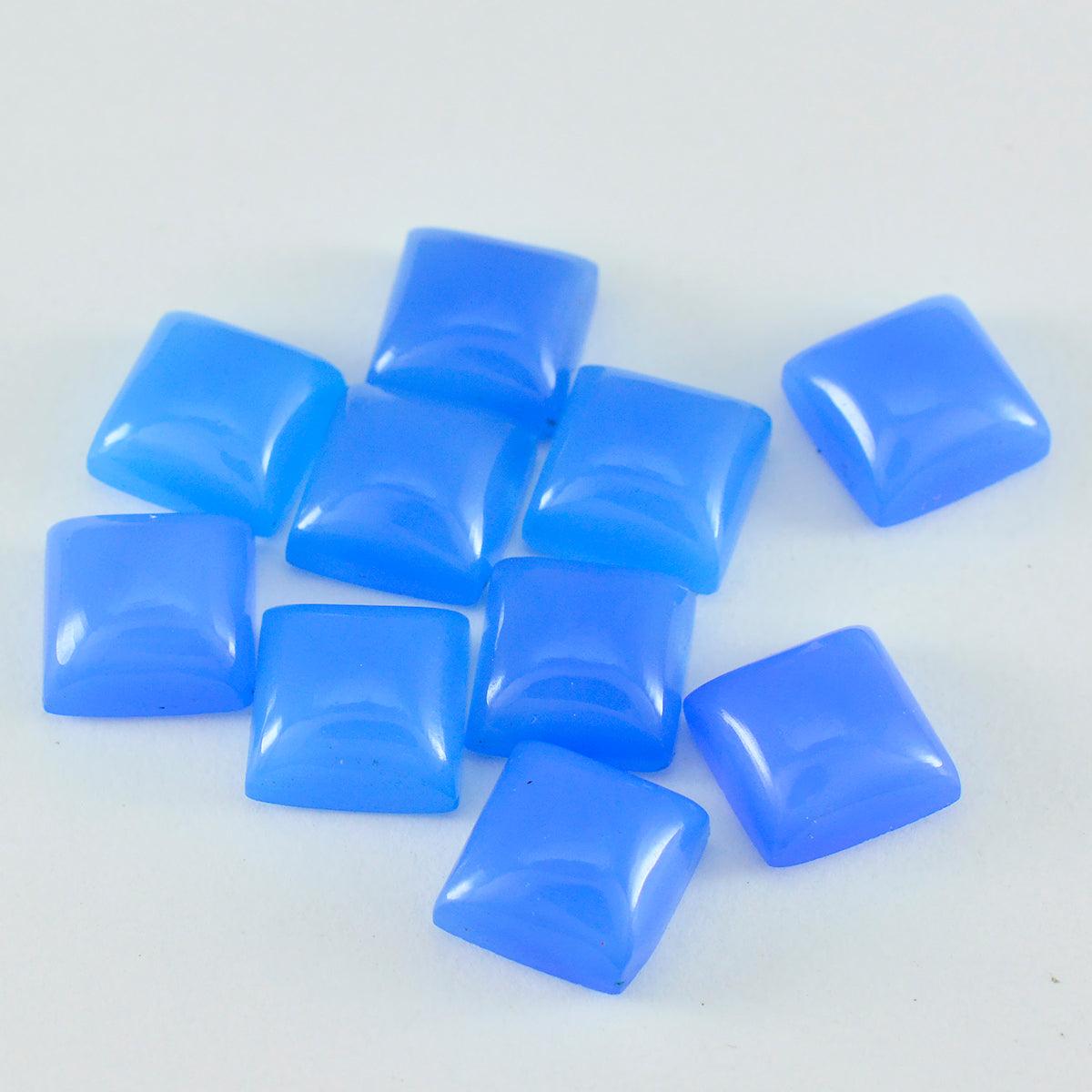 riyogems 1pc ブルー カルセドニー カボション 6x6 mm 正方形の形の見栄えの良い高品質の宝石