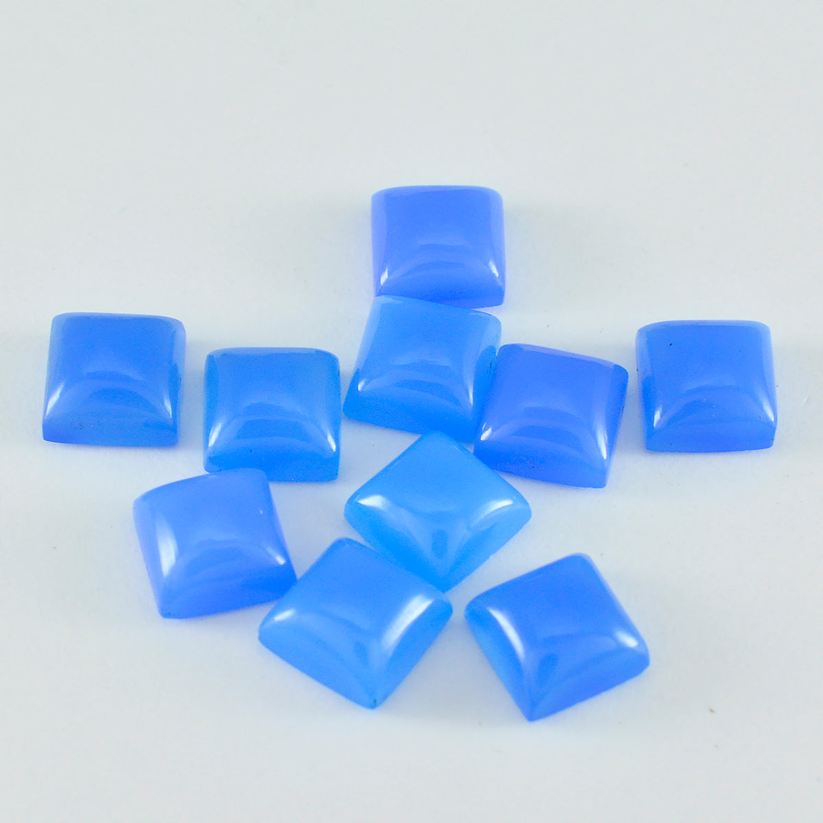 Riyogems 1PC Blue Chalcedony Cabochon 7x7 mm Square Shape excellent Quality Gems