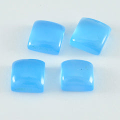 Riyogems 1 Stück blauer Chalcedon-Cabochon, 8 x 8 mm, quadratische Form, hübscher Qualitätsstein