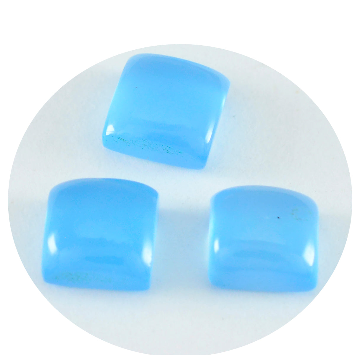 Riyogems 1PC Blue Chalcedony Cabochon 9x9 mm Square Shape astonishing Quality Gemstone