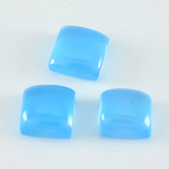 Riyogems 1 Stück blauer Chalcedon-Cabochon, 9 x 9 mm, quadratische Form, Edelstein von erstaunlicher Qualität