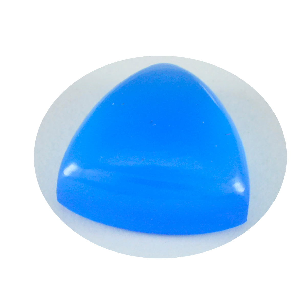 Riyogems 1 cabujón de calcedonia azul, 14x14 mm, forma de trillón, gema suelta de calidad A+1