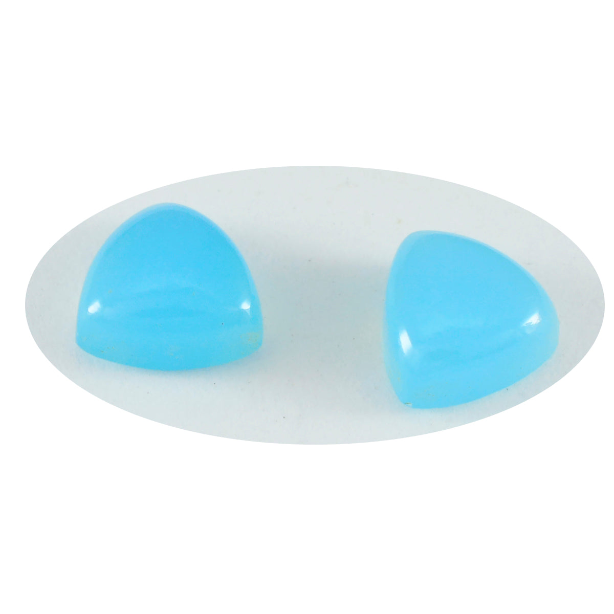 Riyogems 1 pieza cabujón de calcedonia azul 5x5 mm forma de trillón piedra preciosa de excelente calidad