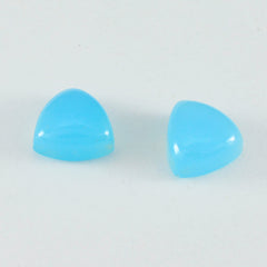 Riyogems 1PC Blue Chalcedony Cabochon 4x4 mm Trillion Shape sweet Quality Stone