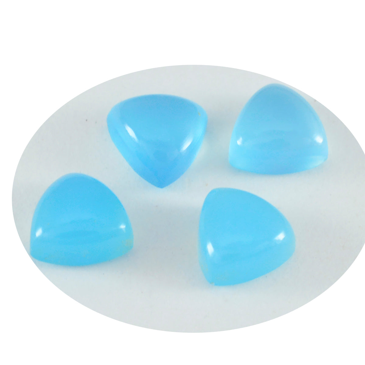 Riyogems 1PC Blue Chalcedony Cabochon 7x7 mm Trillion Shape beauty Quality Loose Gems
