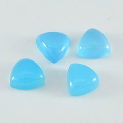 Riyogems-cabujón de Calcedonia azul, 8x8mm, forma de trillón, piedra suelta de calidad increíble, 1 ud.
