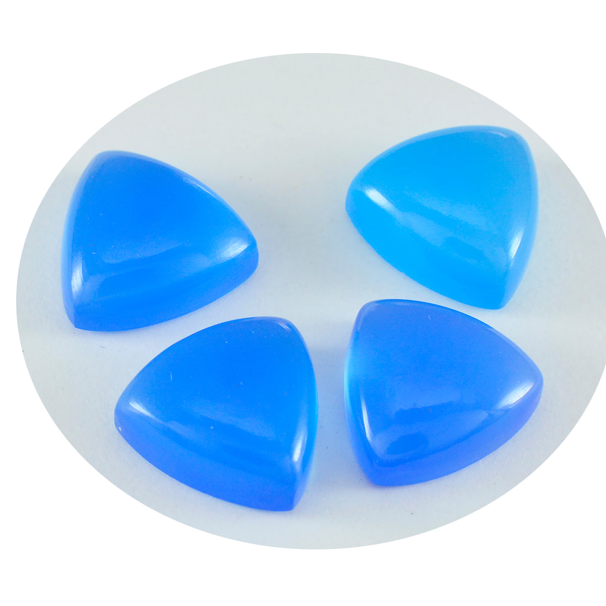 riyogems 1pc calcédoine bleue cabochon 9x9 mm forme trillion mignon qualité pierre précieuse en vrac