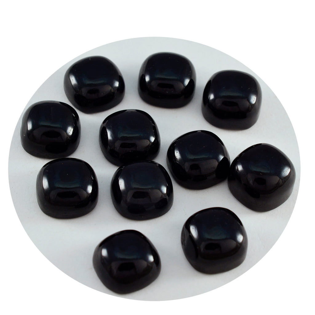 Riyogems 1PC Black Onyx Cabochon 6x6 mm Cushion Shape Good Quality Loose Stone