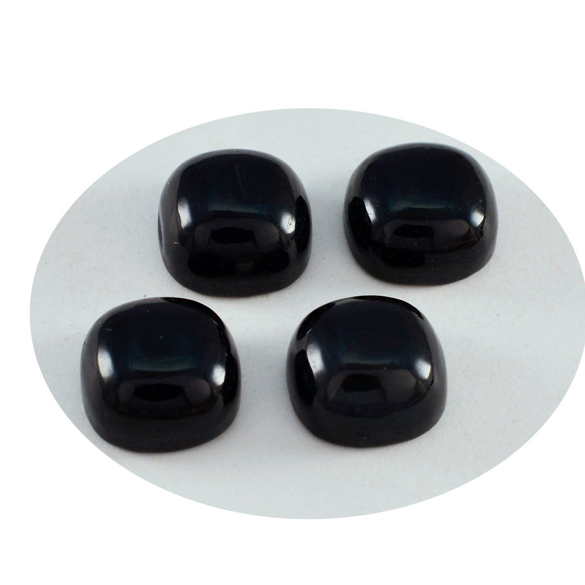 Riyogems 1 pieza cabujón de ónix negro 8x8mm forma de cojín hermosa gema de calidad