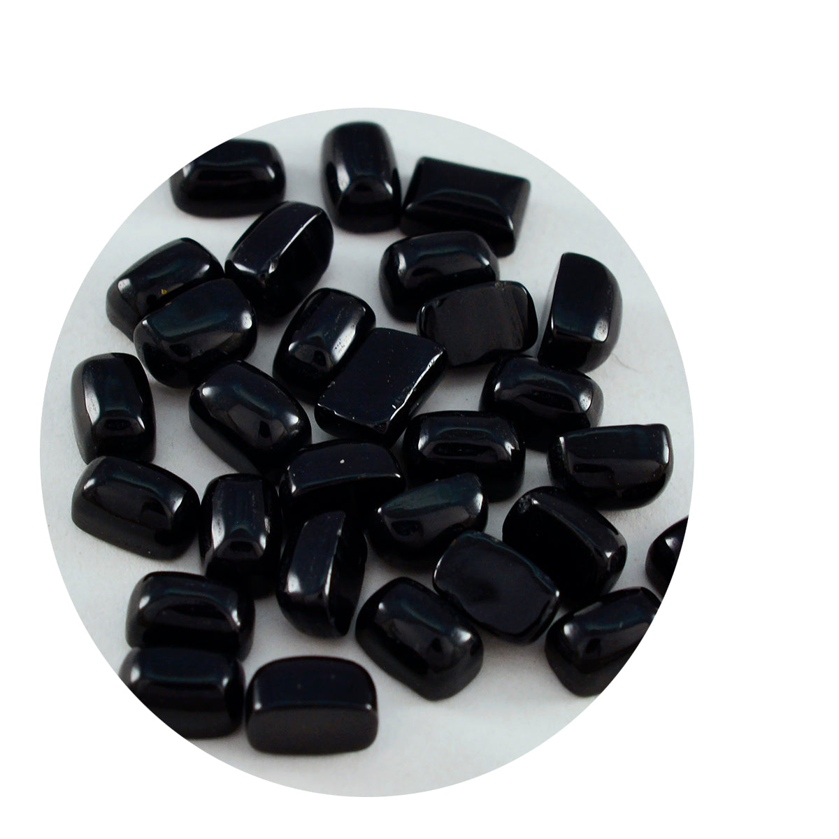 Riyogems 1 Stück schwarzer Onyx-Cabochon, 4 x 6 mm, achteckige Form, hübscher Qualitäts-Edelstein