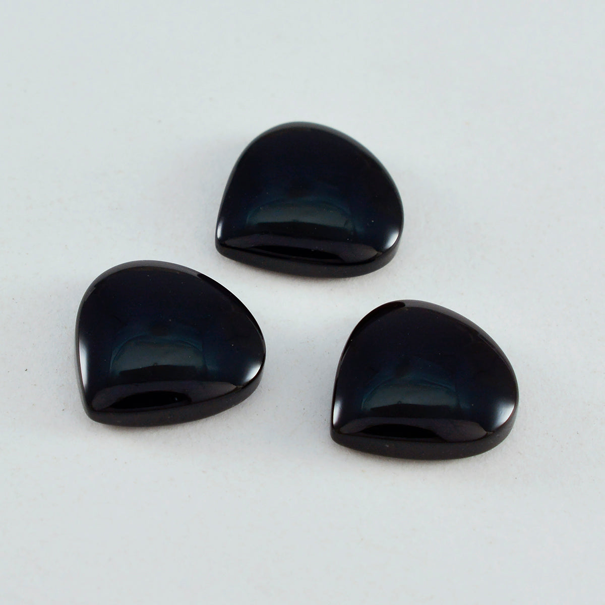 Riyogems 1 Stück schwarzer Onyx-Cabochon, 12 x 12 mm, Herzform, niedlicher, hochwertiger, loser Edelstein