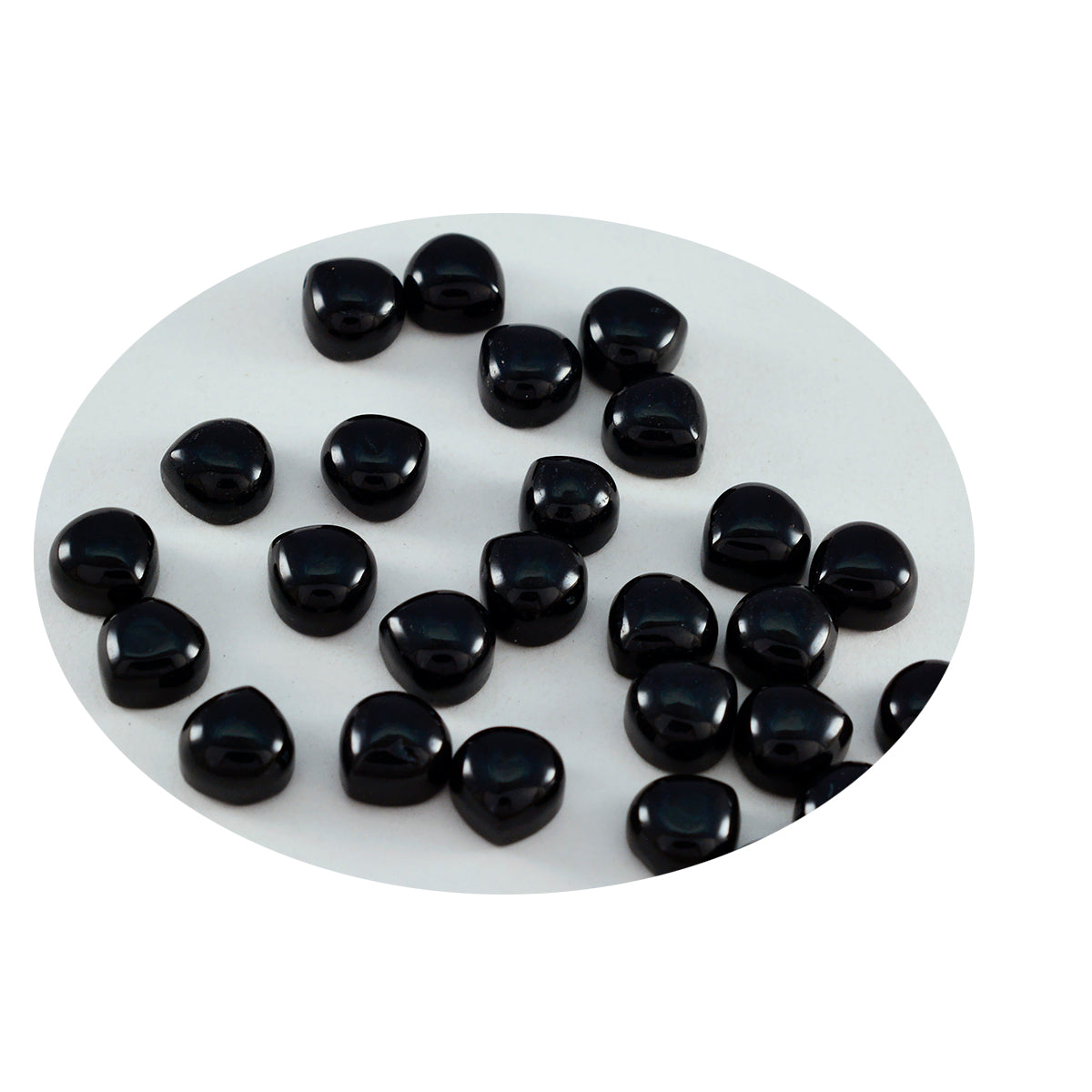 Riyogems 1 Stück schwarzer Onyx-Cabochon, 4 x 4 mm, Herzform, fantastische Qualität, loser Edelstein