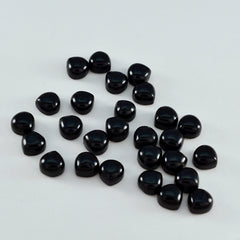 Riyogems 1pc cabochon onyx noir 4x4 mm en forme de coeur qualité fantastique pierre précieuse en vrac