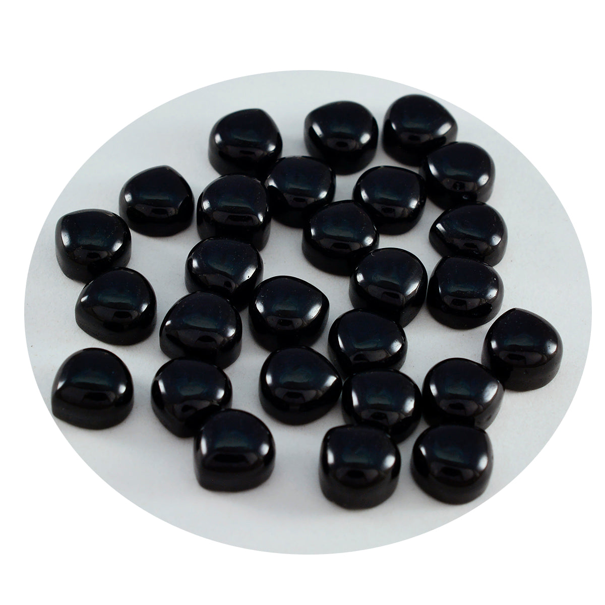 Riyogems 1 Stück schwarzer Onyx-Cabochon, 6 x 6 mm, Herzform, wunderbarer, hochwertiger loser Stein