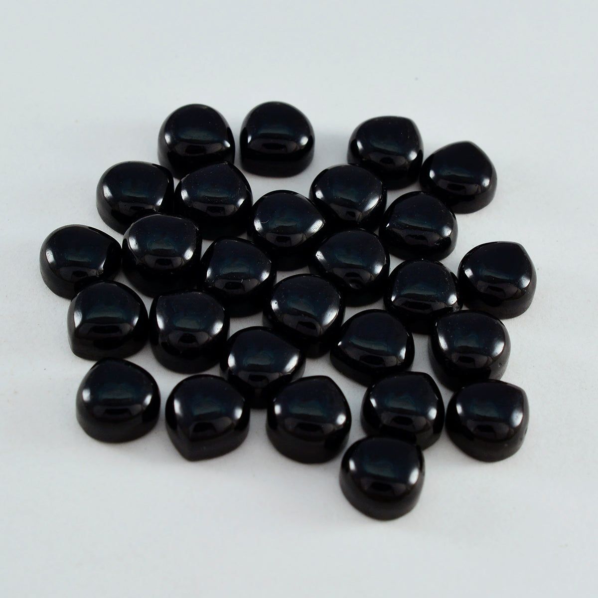 Riyogems 1 Stück schwarzer Onyx-Cabochon, 7 x 7 mm, Herzform, süßer, hochwertiger, loser Edelstein