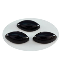 Riyogems 1 Stück schwarzer Onyx-Cabochon, 10 x 20 mm, Marquise-Form, attraktiver, hochwertiger loser Stein