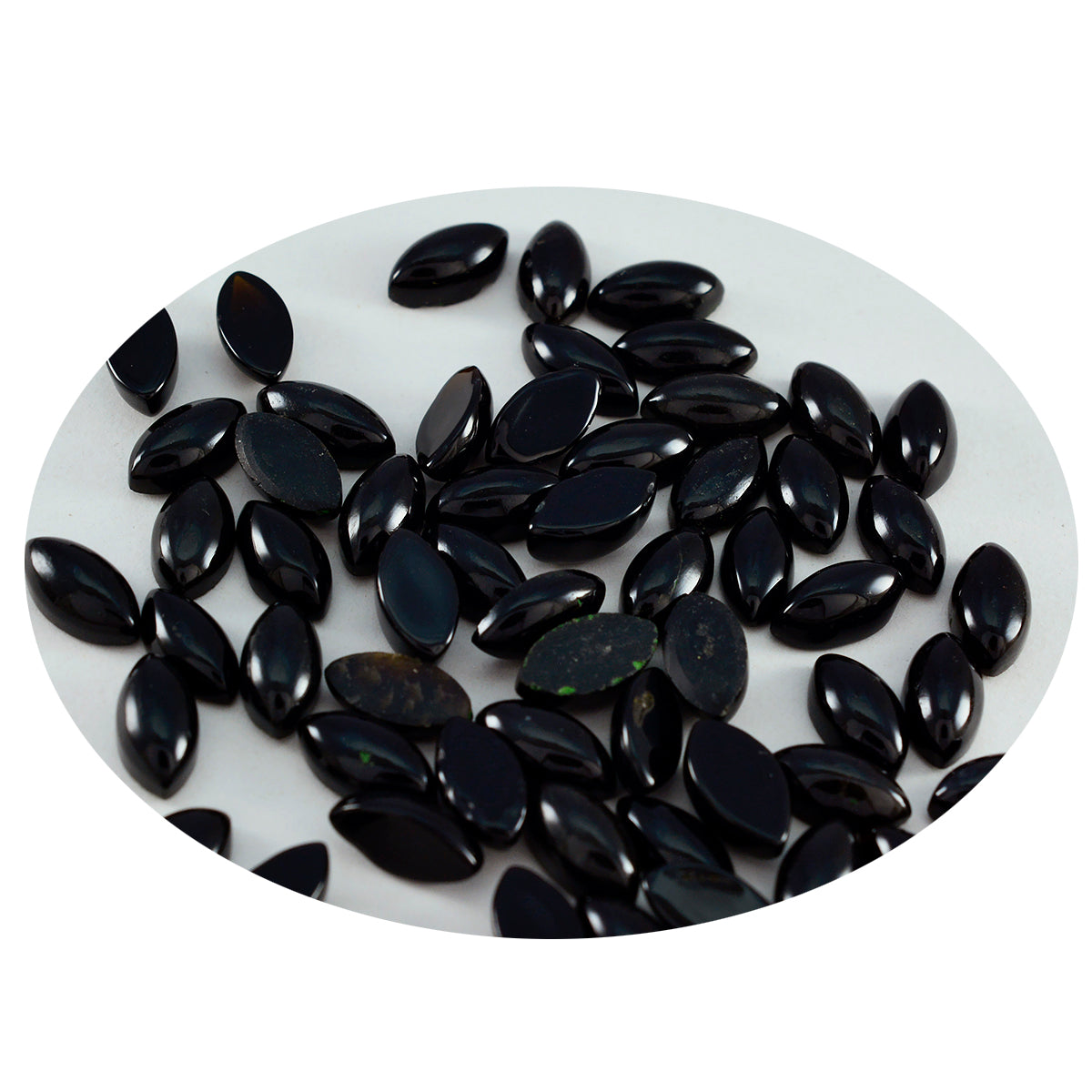 riyogems 1 st svart onyx cabochon 4x8 mm marquise form a+ kvalitet pärla