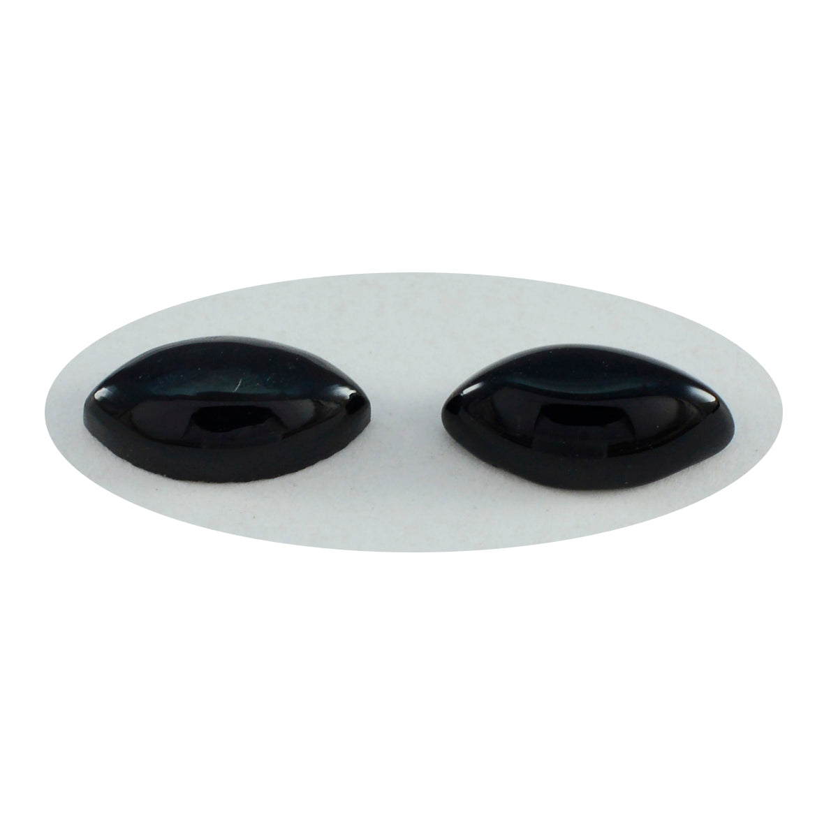 Riyogems 1 Stück schwarzer Onyx-Cabochon, 7 x 14 mm, Marquise-Form, hochwertiger Edelstein