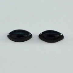 Riyogems 1 Stück schwarzer Onyx-Cabochon, 7 x 14 mm, Marquise-Form, hochwertiger Edelstein