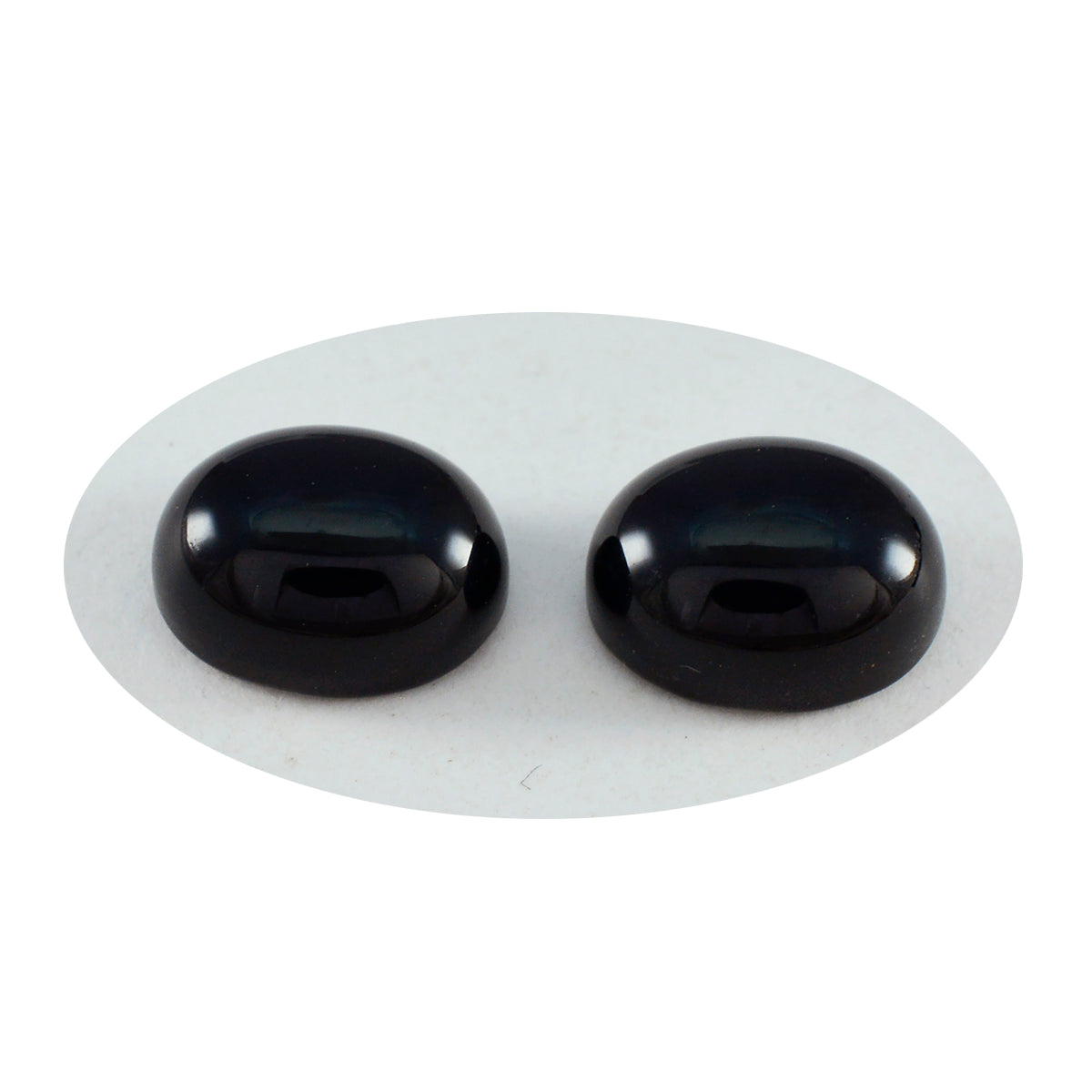 Riyogems 1 Stück schwarzer Onyx-Cabochon, 10 x 12 mm, ovale Form, Edelsteine von fantastischer Qualität