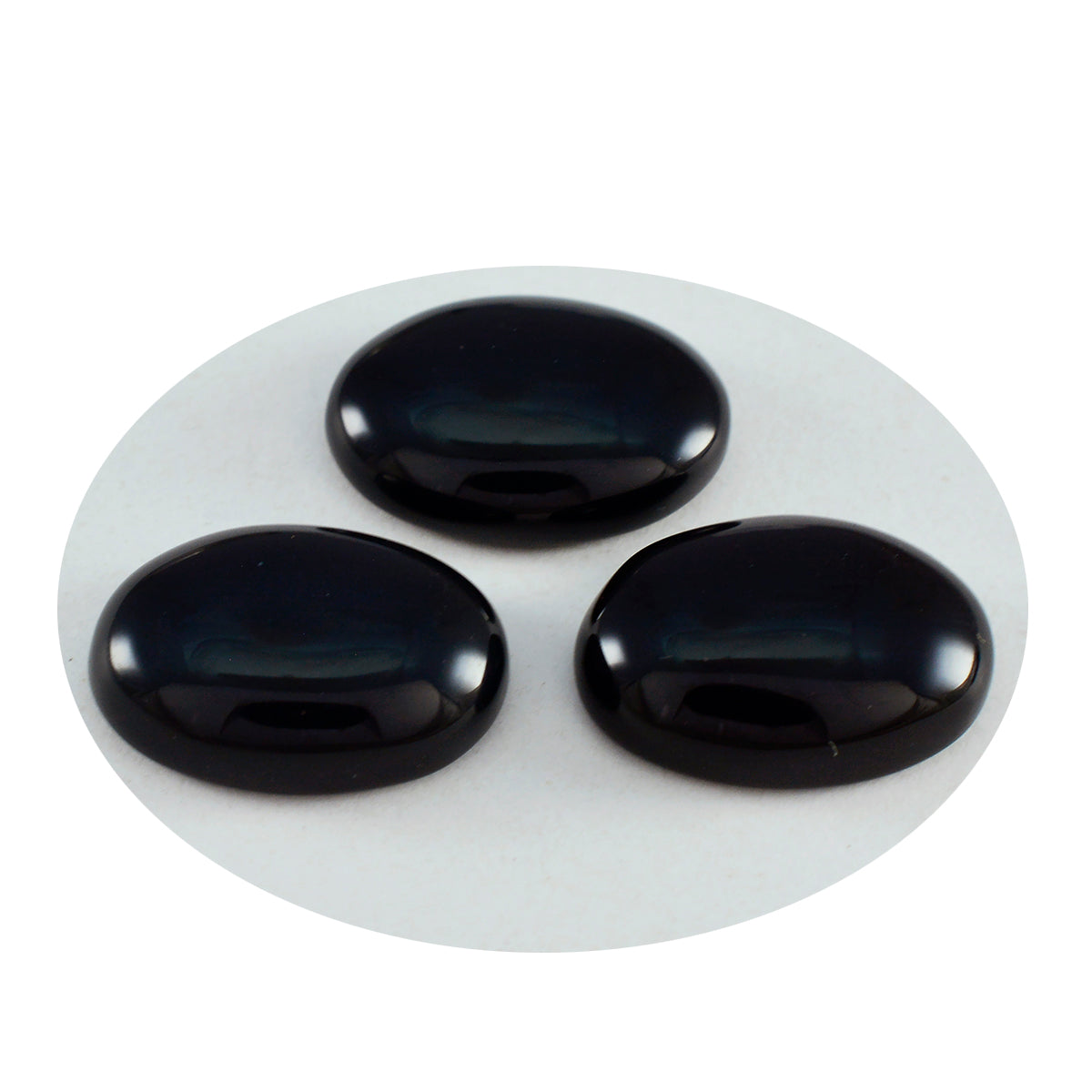 Riyogems 1 Stück schwarzer Onyx-Cabochon, 10 x 14 mm, ovale Form, verblüffender Qualitätsstein