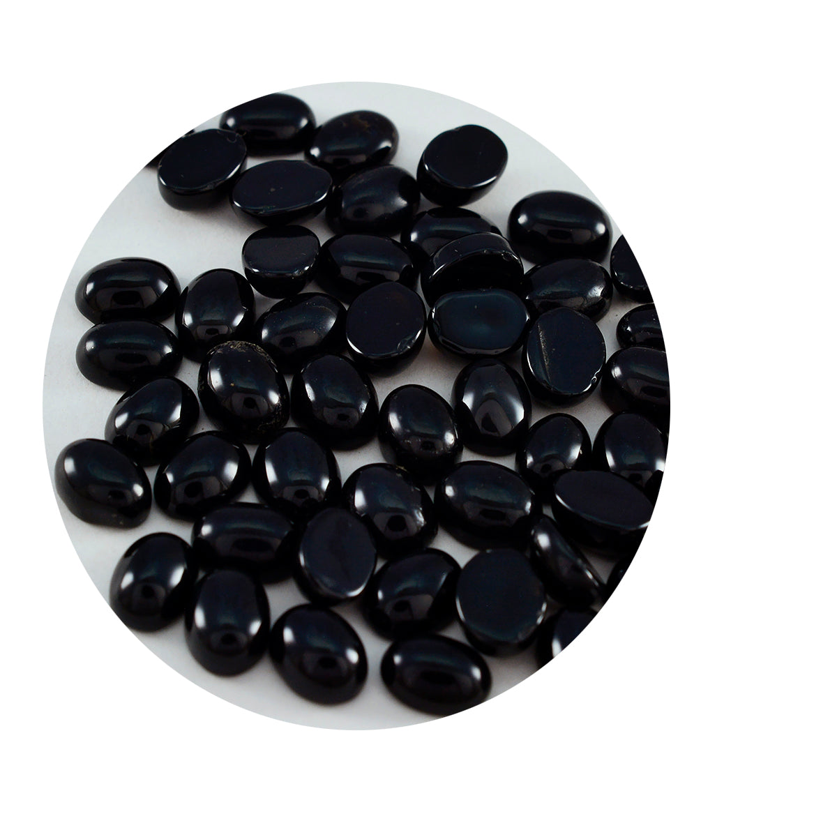 Riyogems 1 Stück schwarzer Onyx-Cabochon, 3 x 5 mm, ovale Form, hübscher Qualitäts-Edelstein
