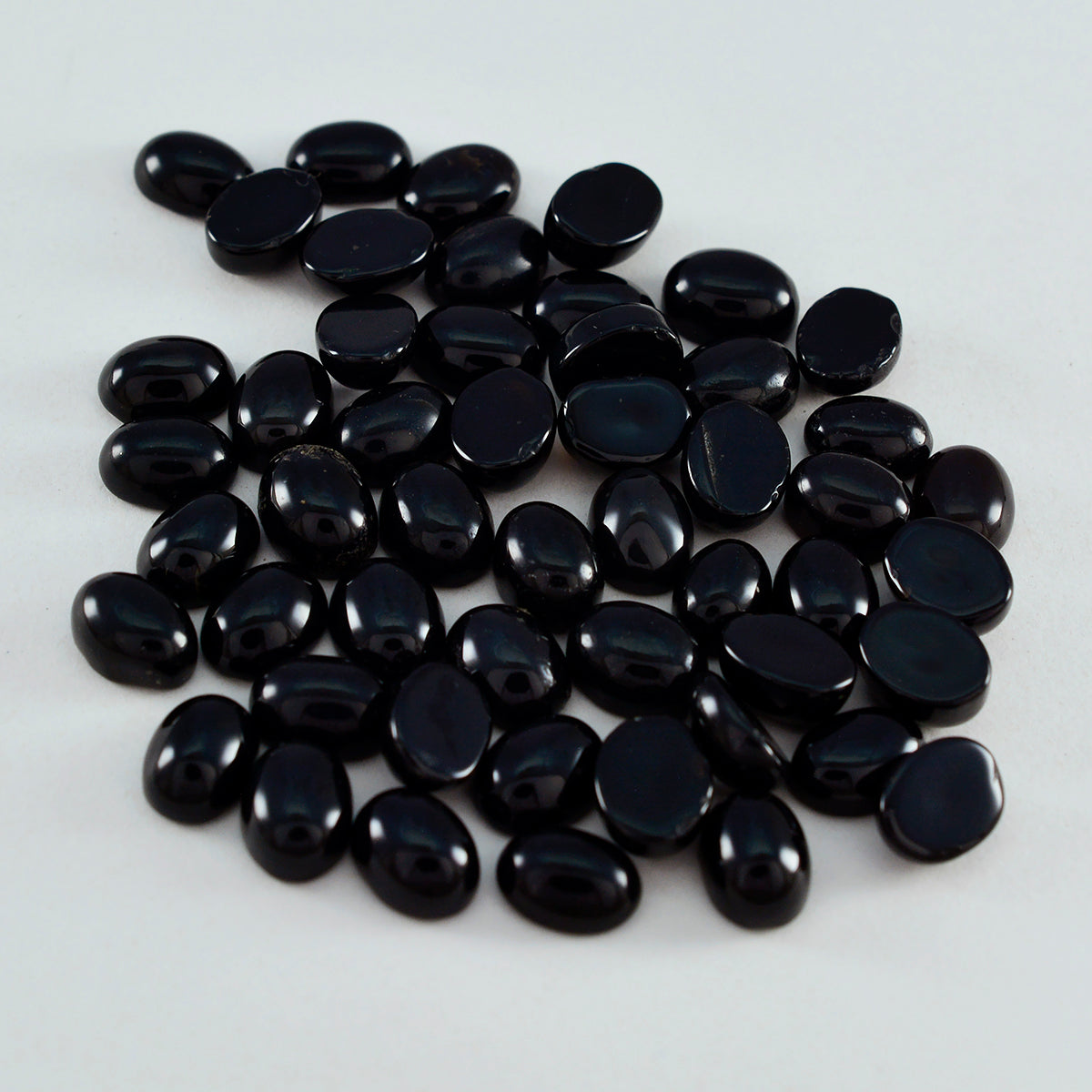 Riyogems 1pc cabochon onyx noir 3x5 mm forme ovale belle pierre précieuse de qualité