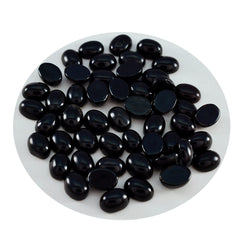 Riyogems 1 Stück schwarzer Onyx-Cabochon, 4 x 6 mm, ovale Form, gut aussehende Qualitäts-Edelsteine