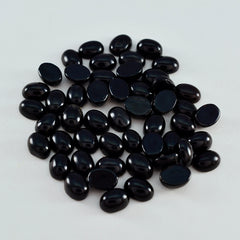 Riyogems 1pc cabochon onyx noir 4x6 mm forme ovale belles pierres précieuses de qualité
