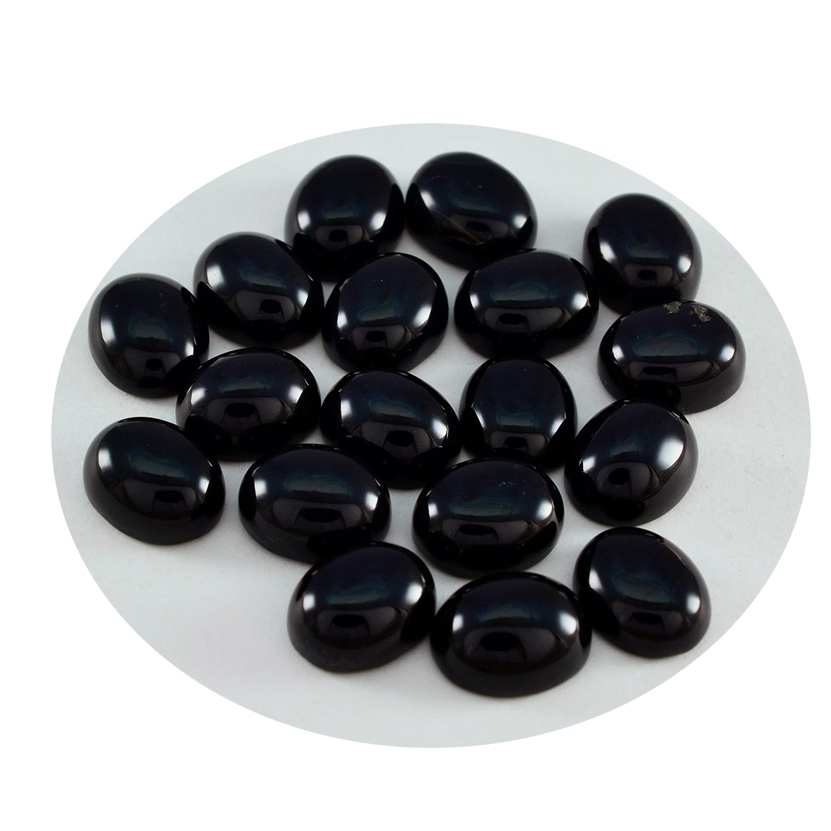 Riyogems 1 Stück schwarzer Onyx-Cabochon, 5 x 7 mm, ovale Form, schöner Qualitätsstein