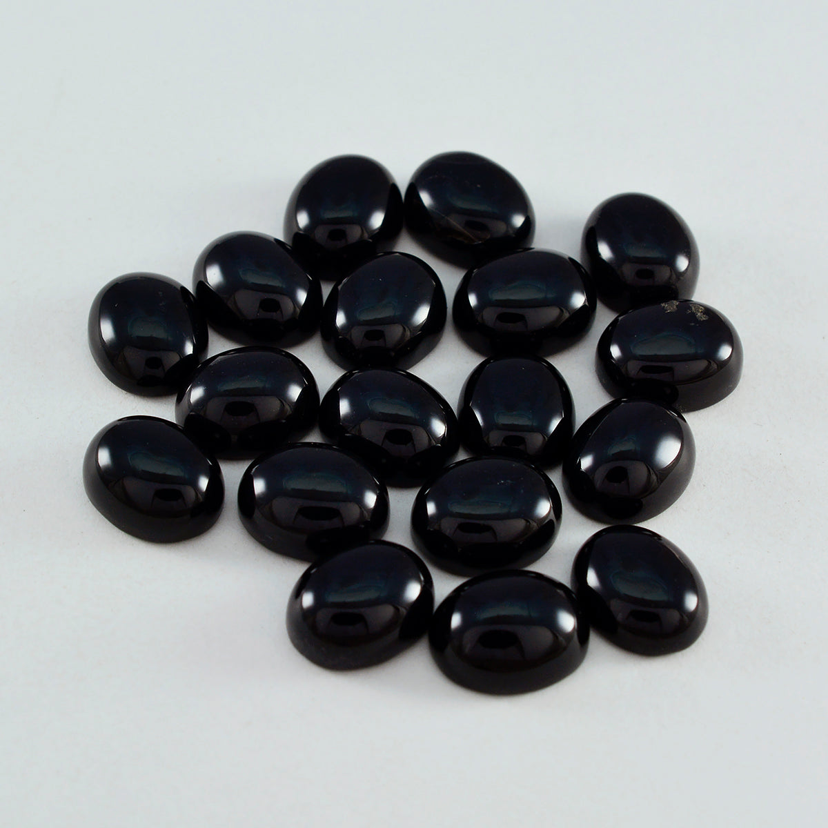Riyogems 1 Stück schwarzer Onyx-Cabochon, 5 x 7 mm, ovale Form, schöner Qualitätsstein