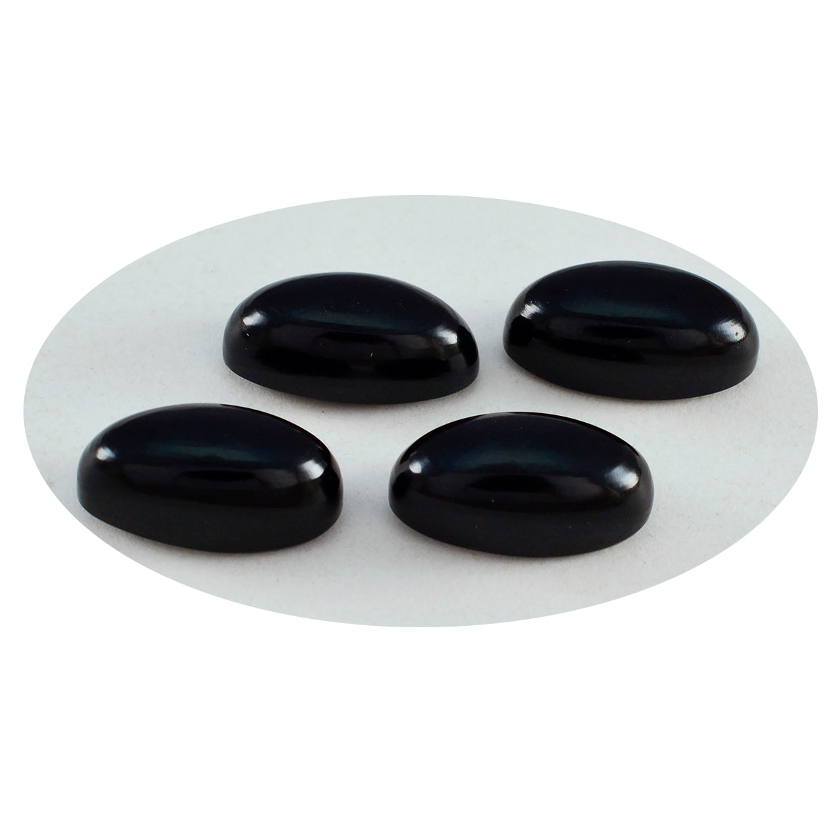 riyogems 1pc ブラック オニキス カボション 7x14 mm 楕円形のかなり品質のルース宝石