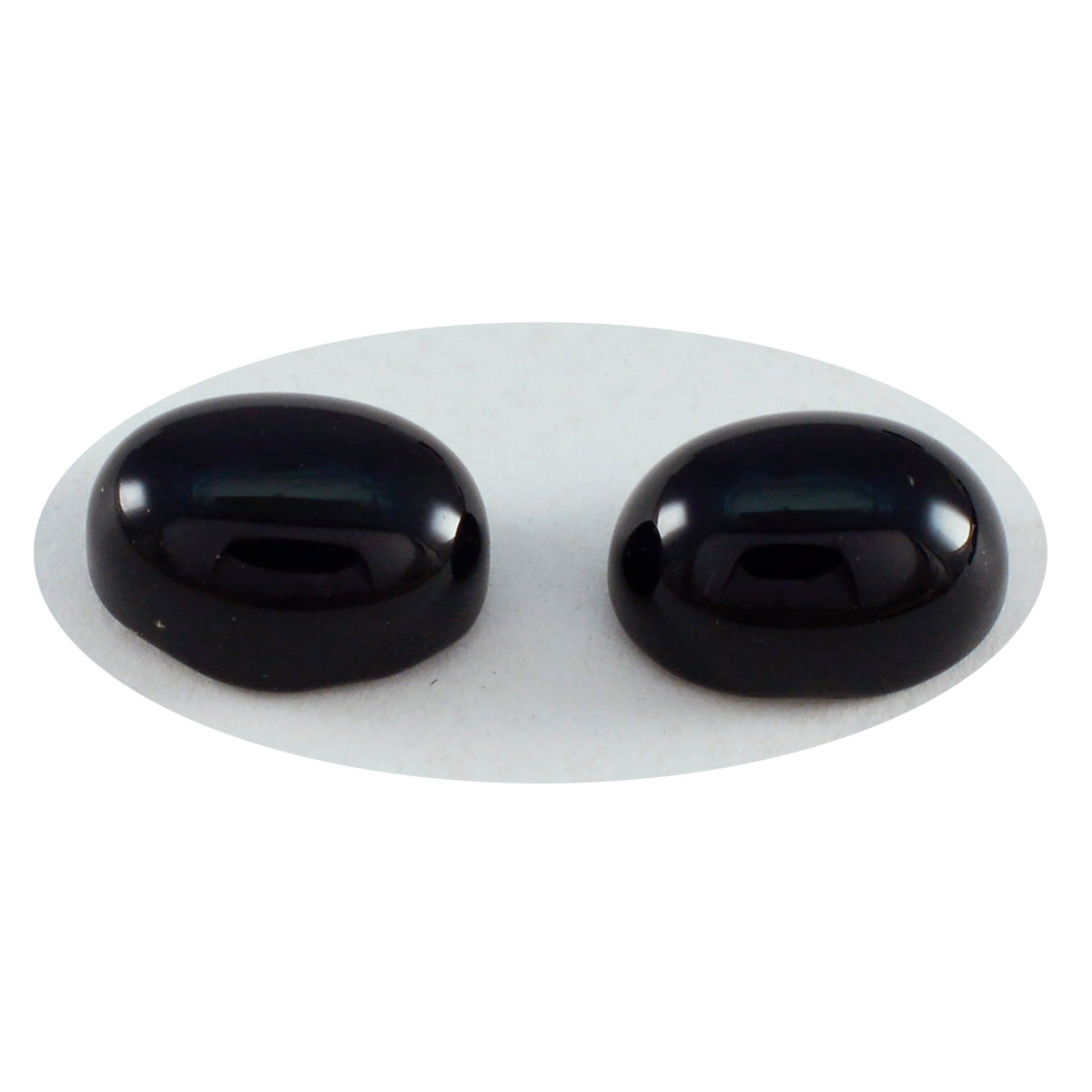 Riyogems 1 Stück schwarzer Onyx-Cabochon, 7 x 9 mm, ovale Form, erstaunliche Qualität, lose Edelsteine