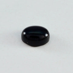 Riyogems 1 Stück schwarzer Onyx-Cabochon, 8 x 10 mm, ovale Form, schöner hochwertiger loser Stein