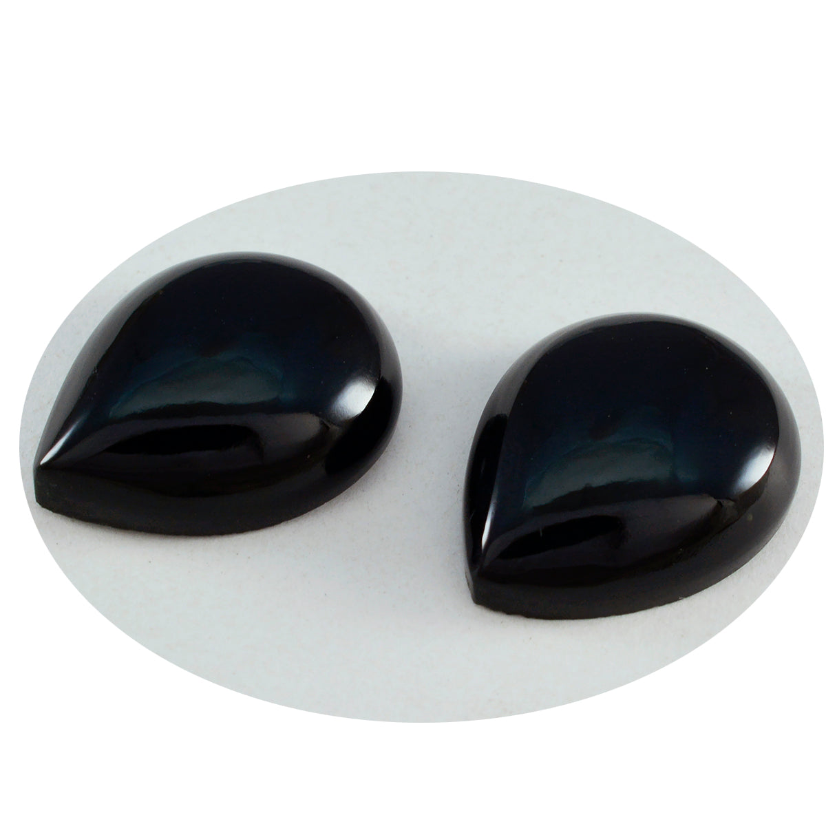 Riyogems 1 Stück schwarzer Onyx-Cabochon, 10 x 14 mm, Birnenform, ein Qualitätsstein