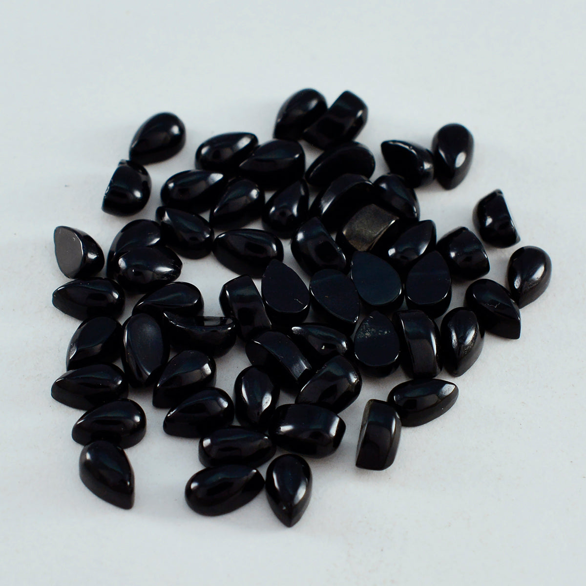 Riyogems 1pc cabochon onyx noir 3x5mm forme de poire qualité douce gemme en vrac